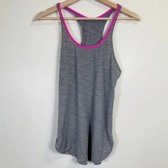 Lululemon  Pink Neon Round Neck Gray Active Tank Top - Picture 2 of 7